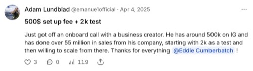 Adam Lundblad - $500k on IG