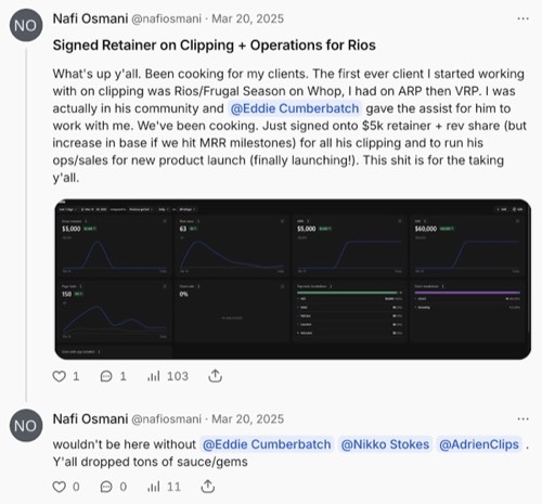 Nafi Osmani - $5k retainer + rev share