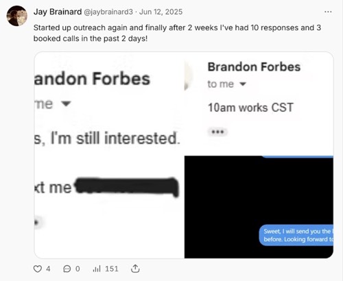 Brandon Forbes - Client outreach win