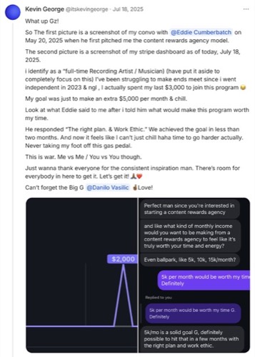 Kevin George - $2,000 daily gross revenue