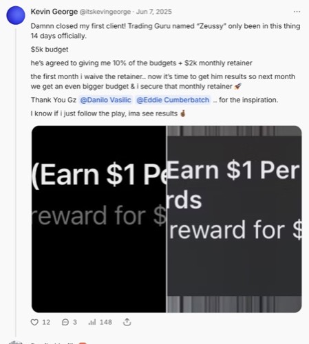 Kevin George - $5k first client closed