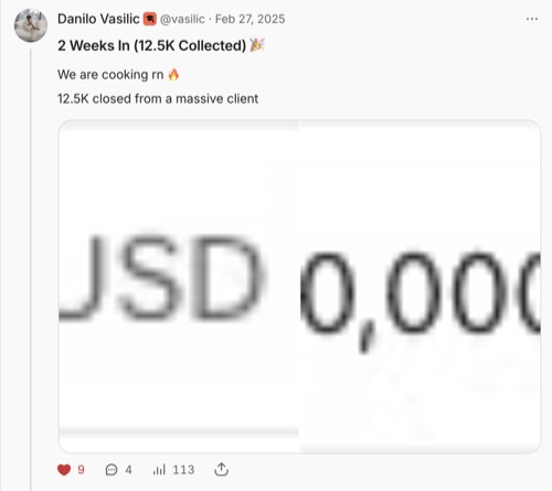 Danilo Vasilic - $2.5k setup fee + 10%