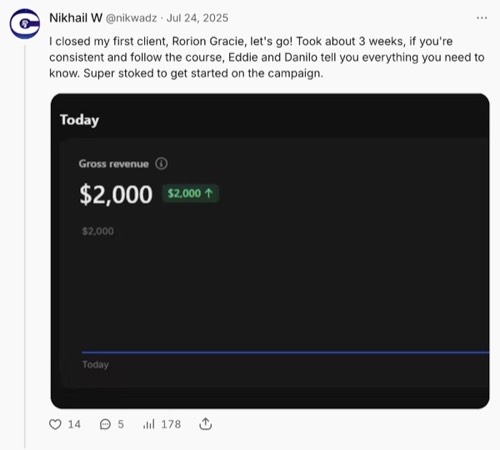 Nikhail W - $2,000 gross revenue