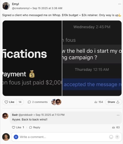Emyl - $2k+ first client payment